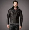 Men Black Genuine Bull Leather Winter jackets Moto Jacket