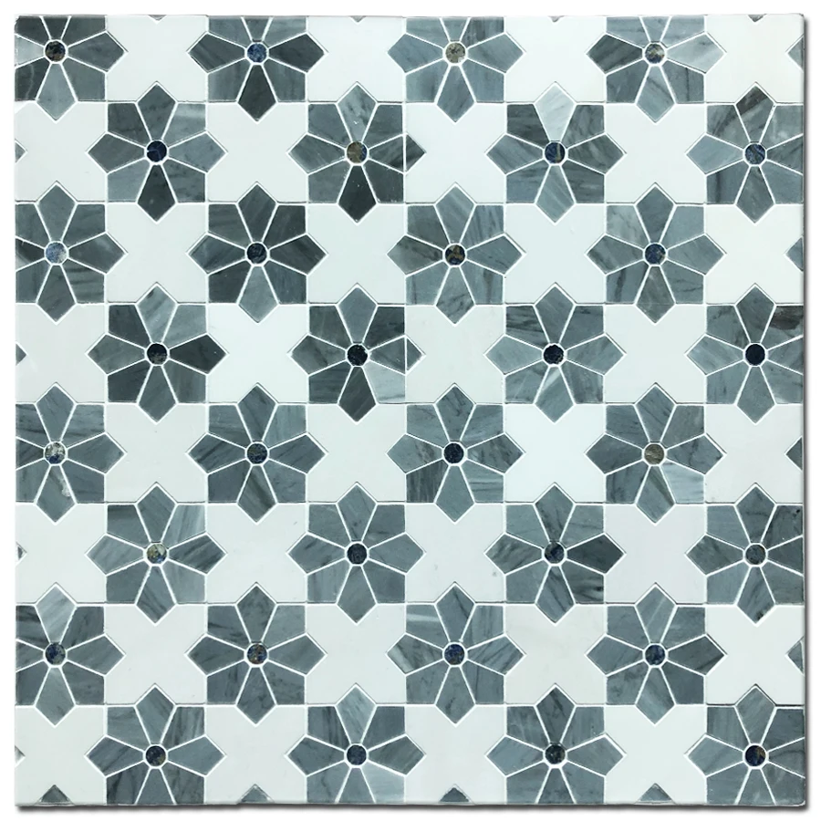 white and grey  nature stone mosaic  with irregular  pattern