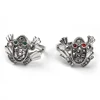 Jet crystal rhodium gold plated frog ring