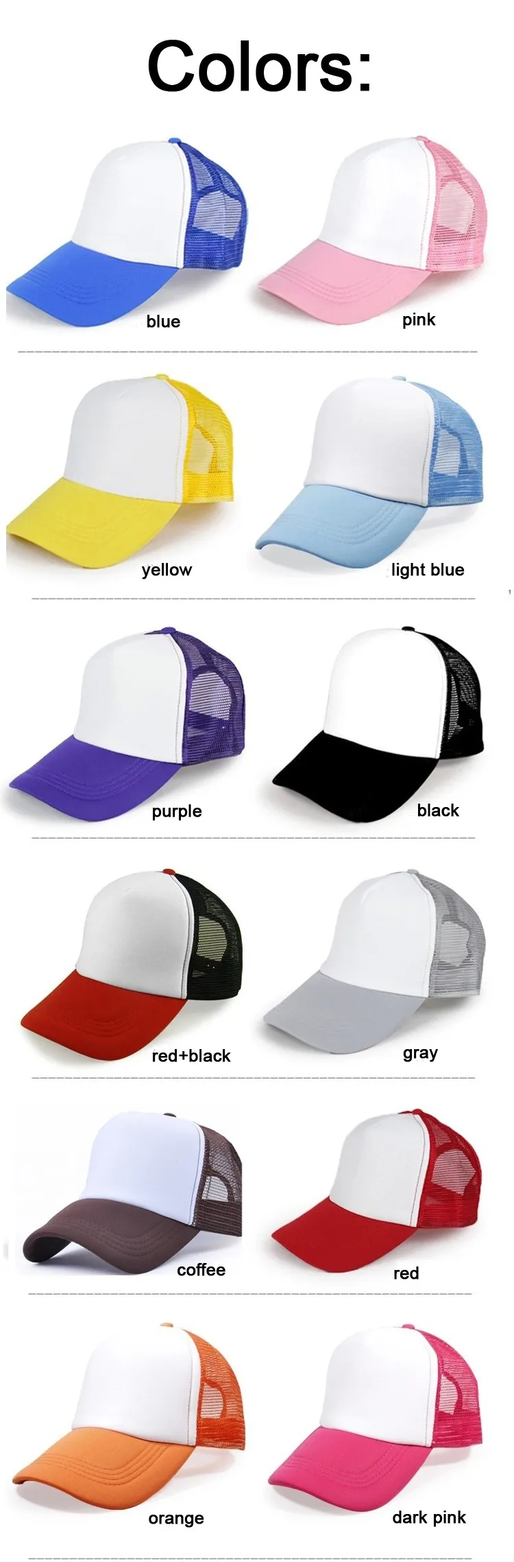 Sublimation Blanks Trucker Hat Advertising Custom Adult Cotton Baseball