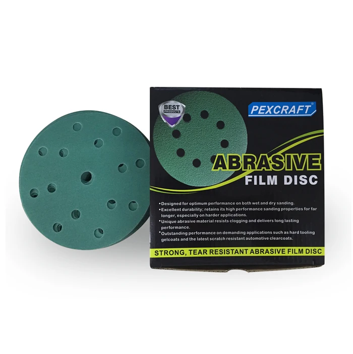High Quality Hook And Loop Abrasive Film Disc Green Color Sanding Disc