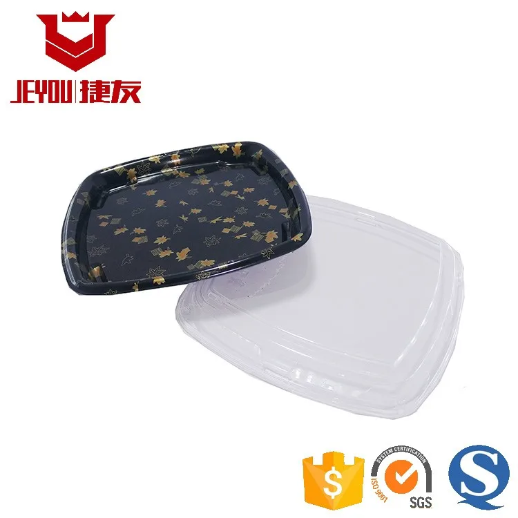 Jy83130a Plastic Recyclable Sushi Packaging Plates For Restaurant Take