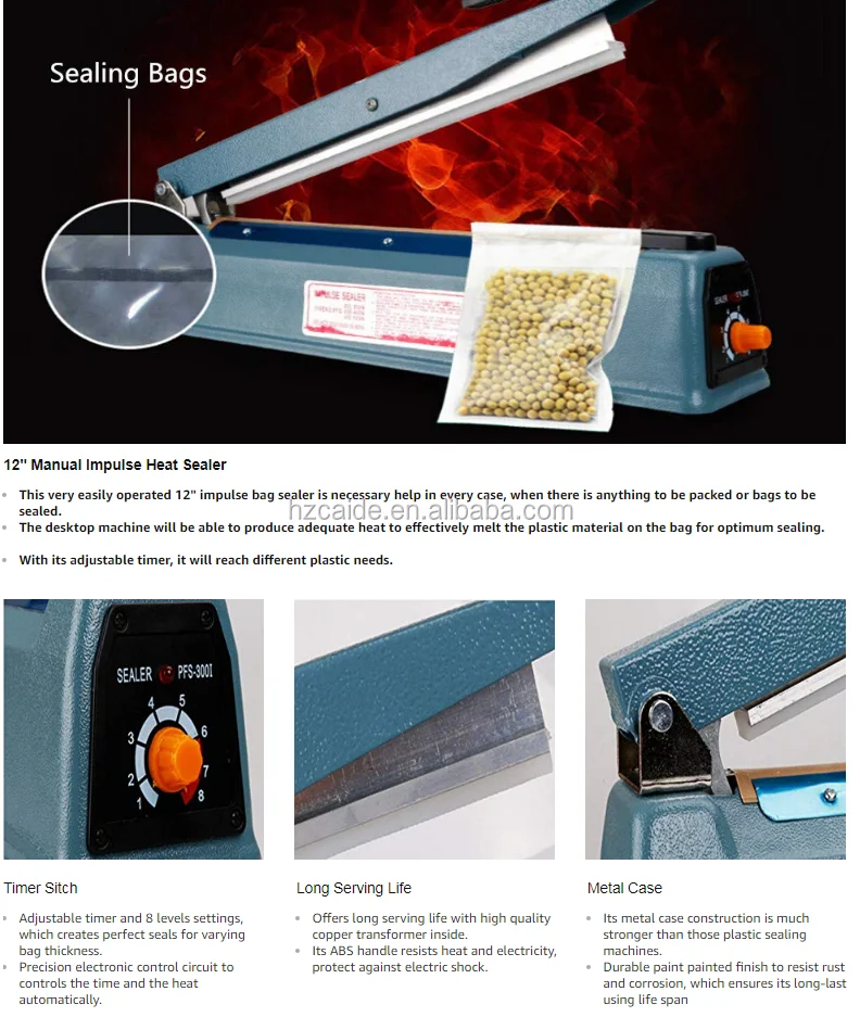 8 Inch Impulse Bag Sealer - Manual Heat Sealer For Packaging