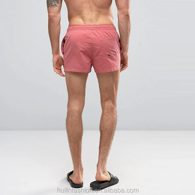 Wholesale Beach Volleyball Shorts Plain Pink Mesh Lining Mens Swimwear