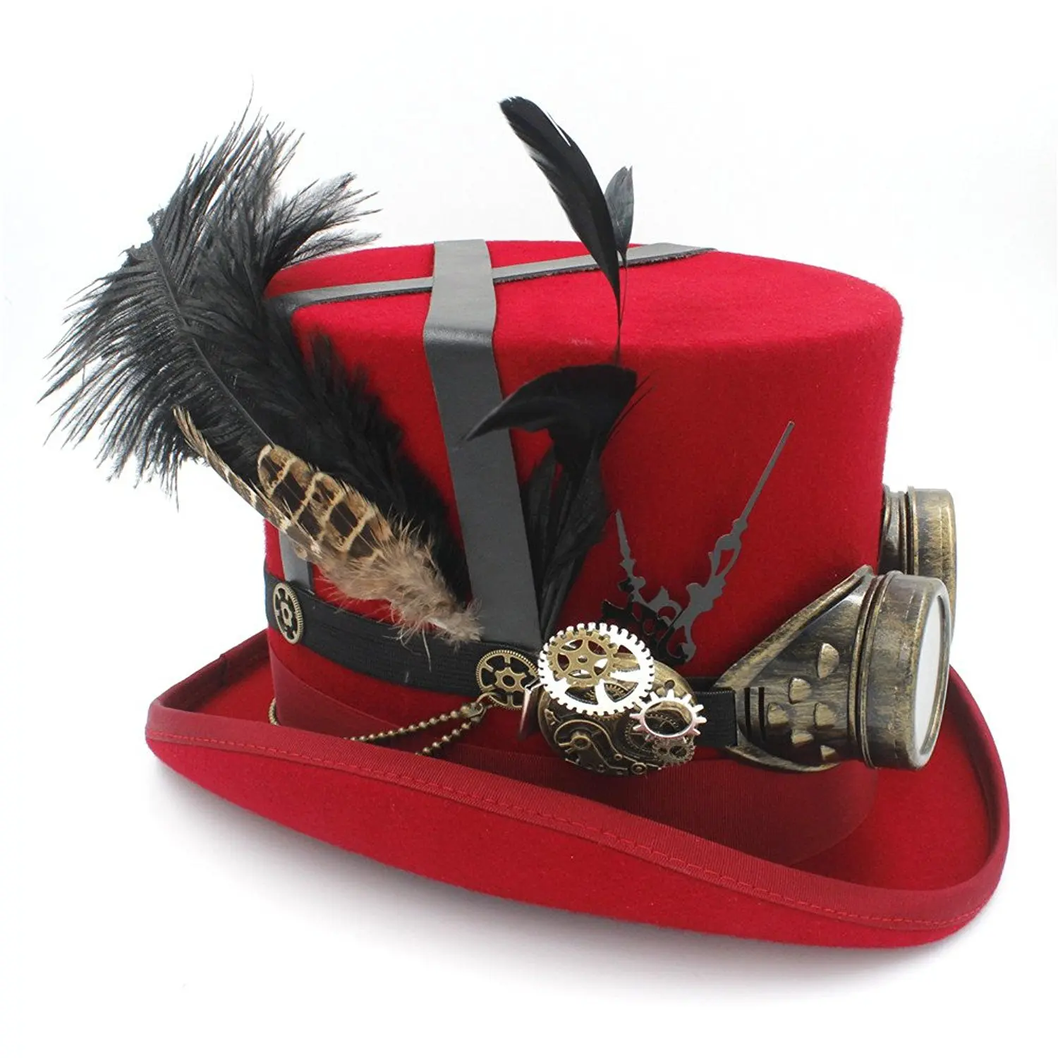 CNBEAU Wool DIY Fedora Steampunk Top Hat for Women Men Hat Millinery Steampunk Goggles