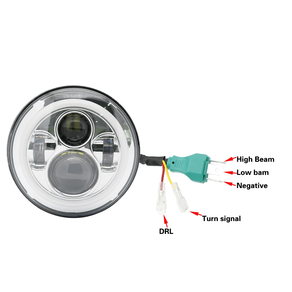 Как правильно подключить лед фары Светодиодная Передняя Фара 7 Дюймов Для Мотоцикла H-arley,Дневные Ходовые Огни,Ж