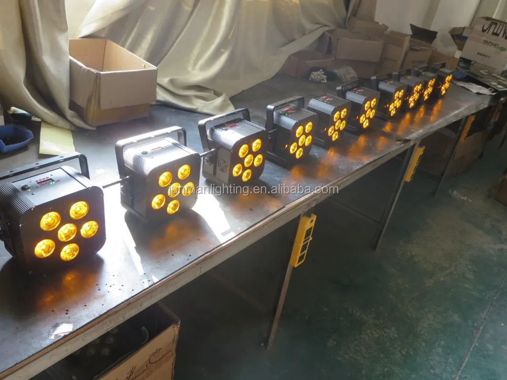 6*18W RGBWA+UV Flat Wireless DMX IR Battery Powered 6 in 1 Led Par64 Uplights DJ Stage Lighting