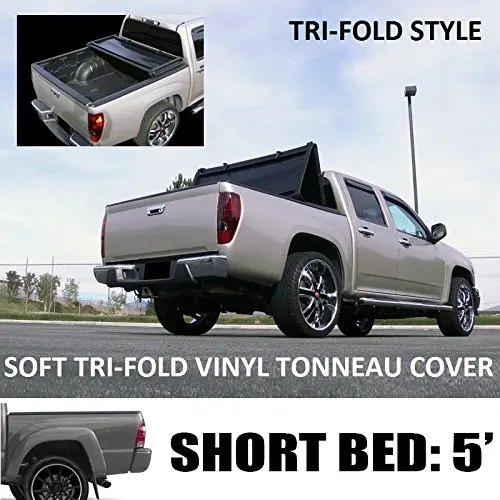 VXMOTOR Tri-Fold Soft Vinyl Truck Bed Topper Cap Tonneau Cover 2016-2017 Toyota Tacoma 5 Ft 60" Short Bed Access / Double Cab Fleetside