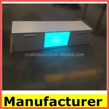Hot Sale Europe Gloss White Tv Cabinet With Led Light Wooden Tv