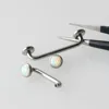 14G ASTM F136 Titanium Internal Threaded Piercing Round Surface Bar with Bezel Set Cabochon Opal Cab Tops
