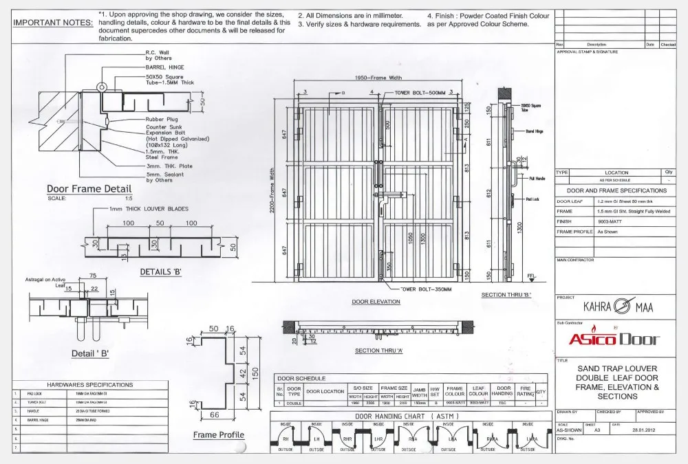 Kahramaa sand trap louver door with approved hardware, View Kahramaa