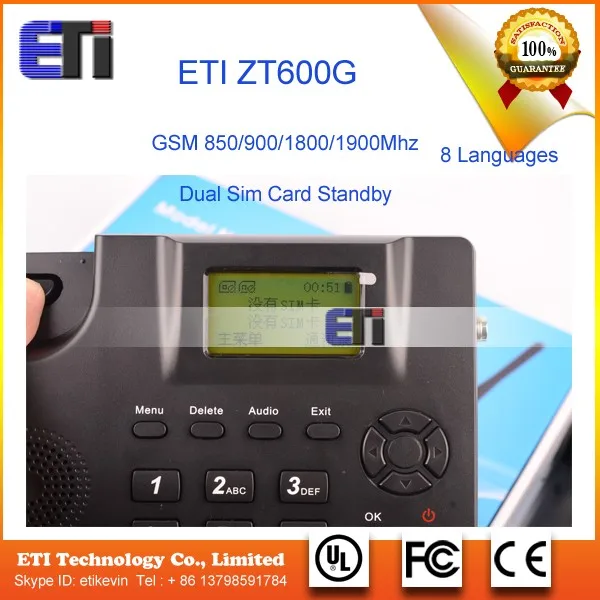 ZT600G GSM Fixe Sans Fil téléphone Double carte SIM veille 8 langues quad bande