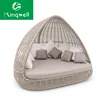 Beach furniture outdoor PE rattan furniture daybed with canopy