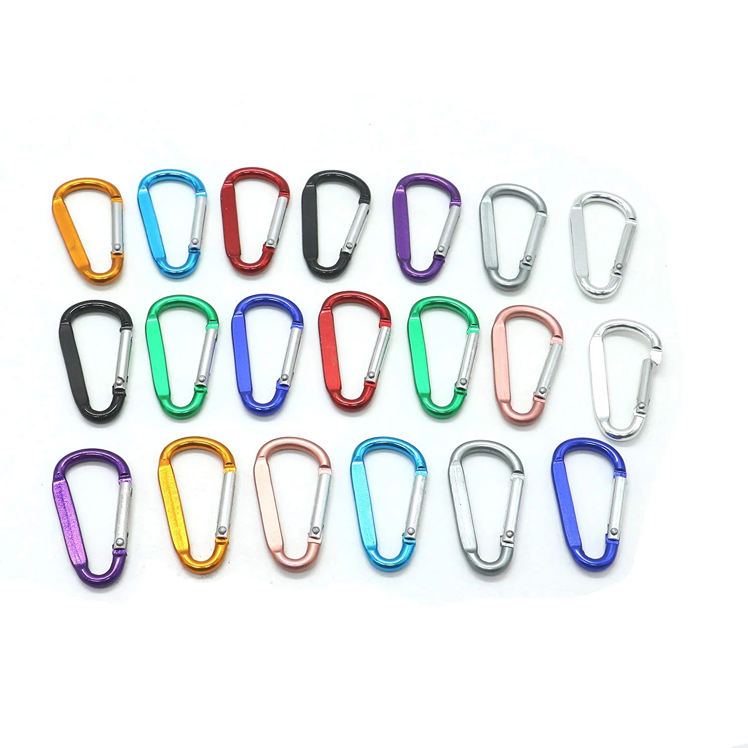5x50 Aluminum Springs Flat Design Aluminum 6061Climbing Clip Aluminum Snap Hook Colorful Keychain