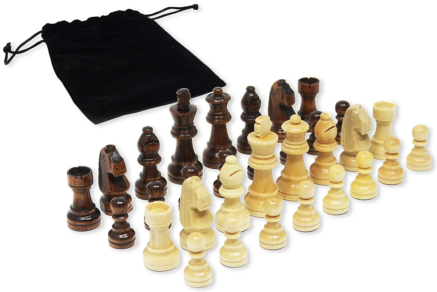 Wood Chess Pieces (32 Chessmen) &amp; Storage Bag wooden educational toys