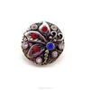 20mm Ancient Silver Round Alloy Metal Leaf Flower Snap Button Wholesale