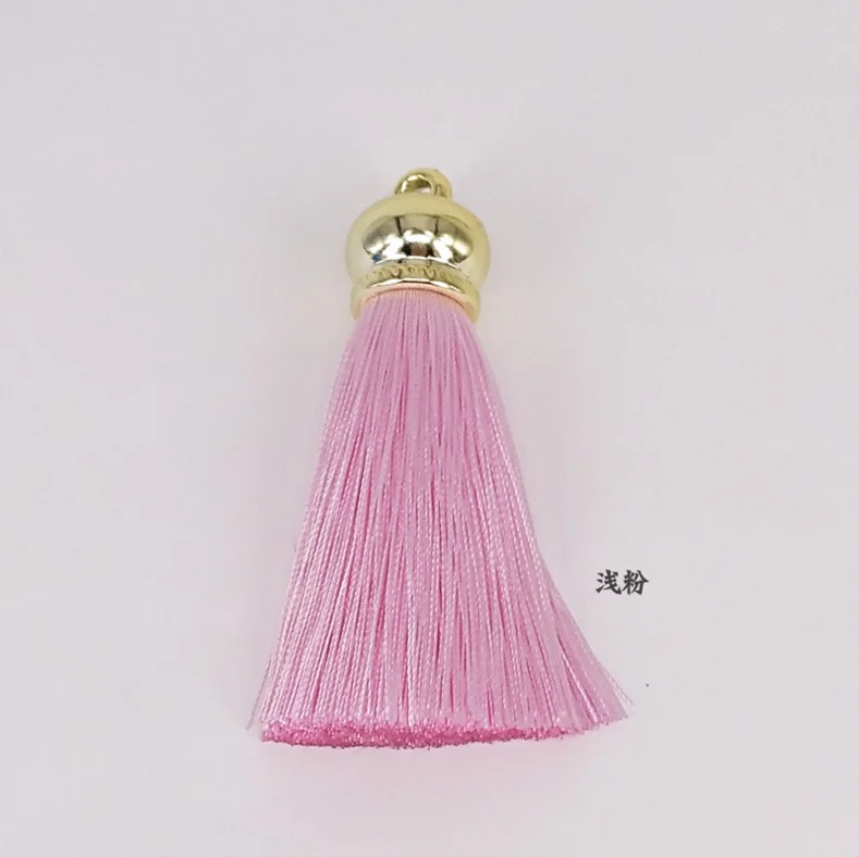 Yongze 30 colors fashion ice silk tassel metal cap tassel fringe keychain wholesale