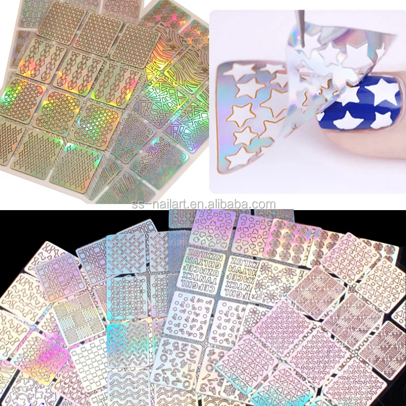Nail Art Accessories Silver Diy Paint 3d Stickers Laser Irregular Image