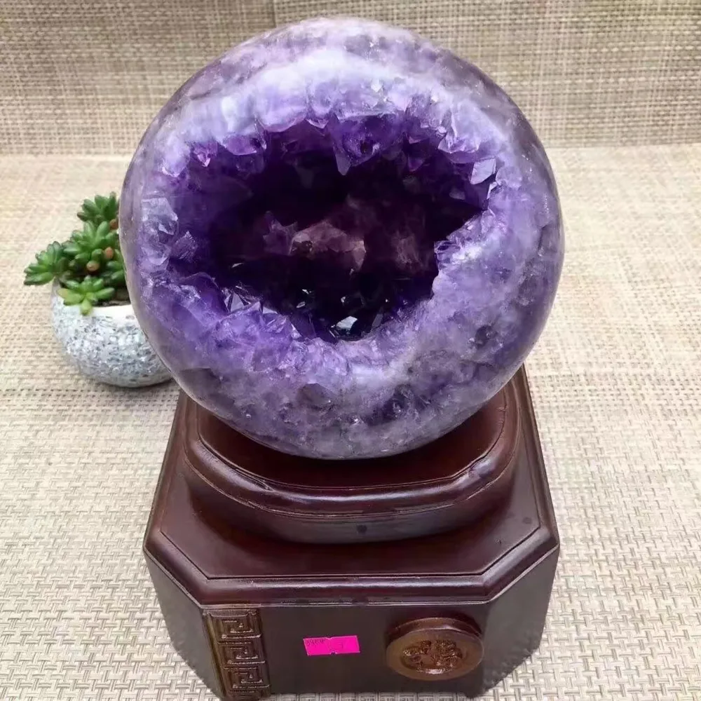Natural Amethyst Geode Sphere,Purple Quartz Rock Crystal Cluster Ball ...