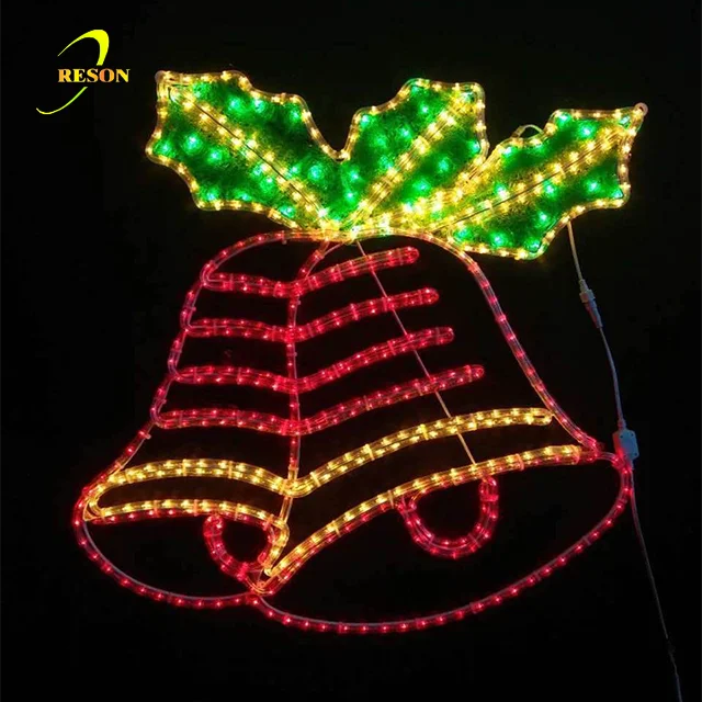 2018 New Outdoor Christmas Decoration Items 2d Bell Xmas Rope Motif