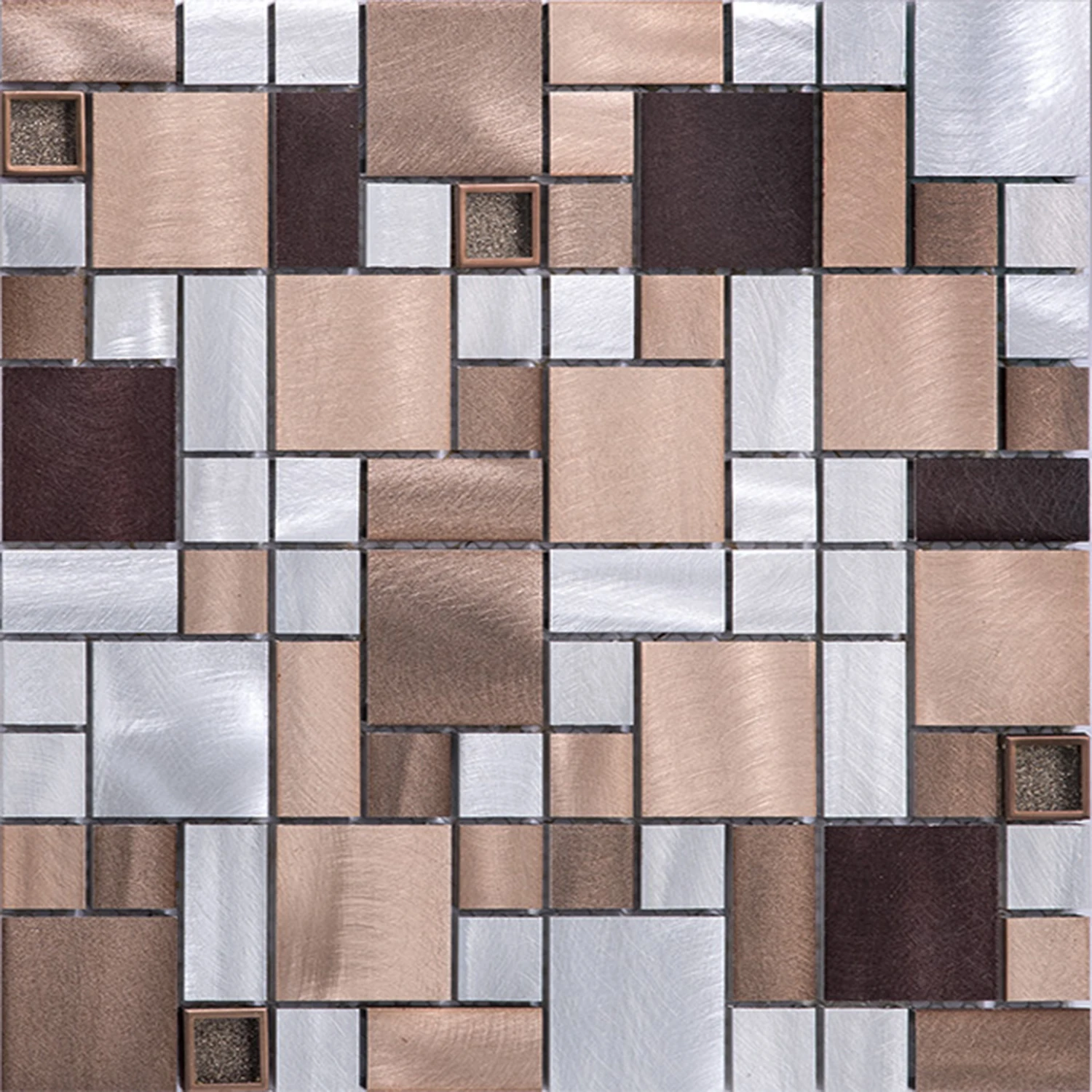 Square Metal Aluminum Mix Glass Mosaic 300X300 Made in China