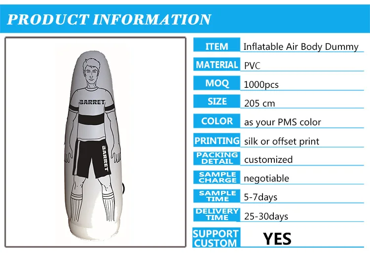 High Strength Inflatable Air Body Dummy Plastic Inflatable Soccer