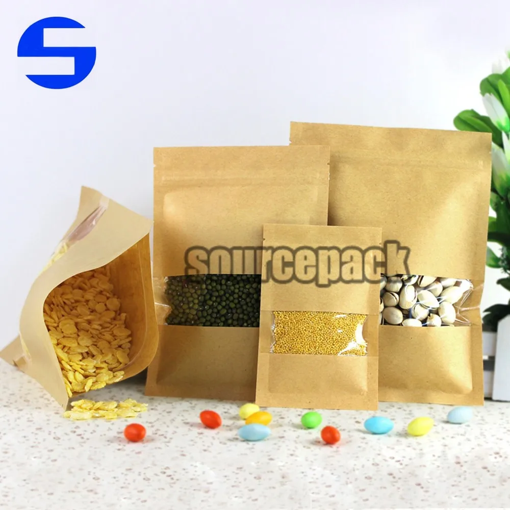 Poly Lined Kraft Paper Bag With Window/reusable Kraft Paper Bag With