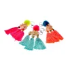 wholesale fashion pom pom key ring nature cowrie shell charm pendant colorful bohemia tassel handbags key chain