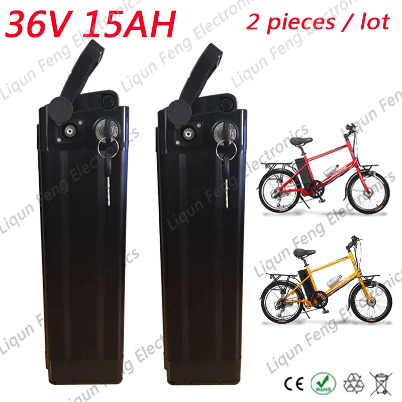 Top Wholesale 2pcs/lot Bottom Discharge 500W 36V 15AH lithium battery 36V Scooter Electric Bike battery with 42V 2A charger and BMS 0