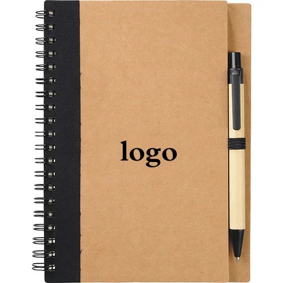 Oempromo custom printed hardcover a4 spiral notebook with pen