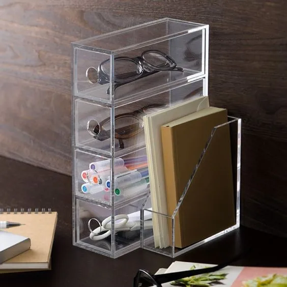 Clear Acrylic Desk Organizer With 4 Drawers & Caddy Buy Clear Acrylic