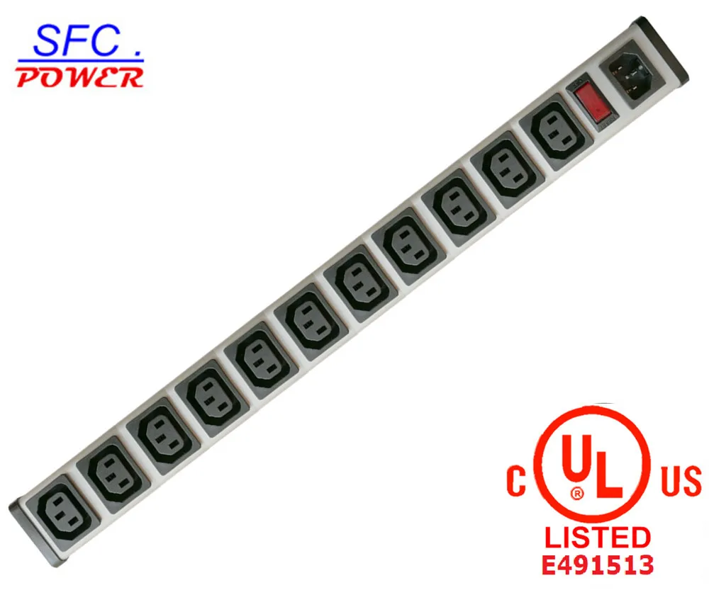 IEC 60320 C13 C14 PDU POWER STRIP Smart 11 Outlet Power Strip Bar For Network Cabinet , Multiple Electrical Outlets