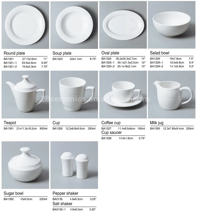 Porcelain 7.75"9.25"11" round flat dinner plate dubai dinnerware set for 5 star hotel