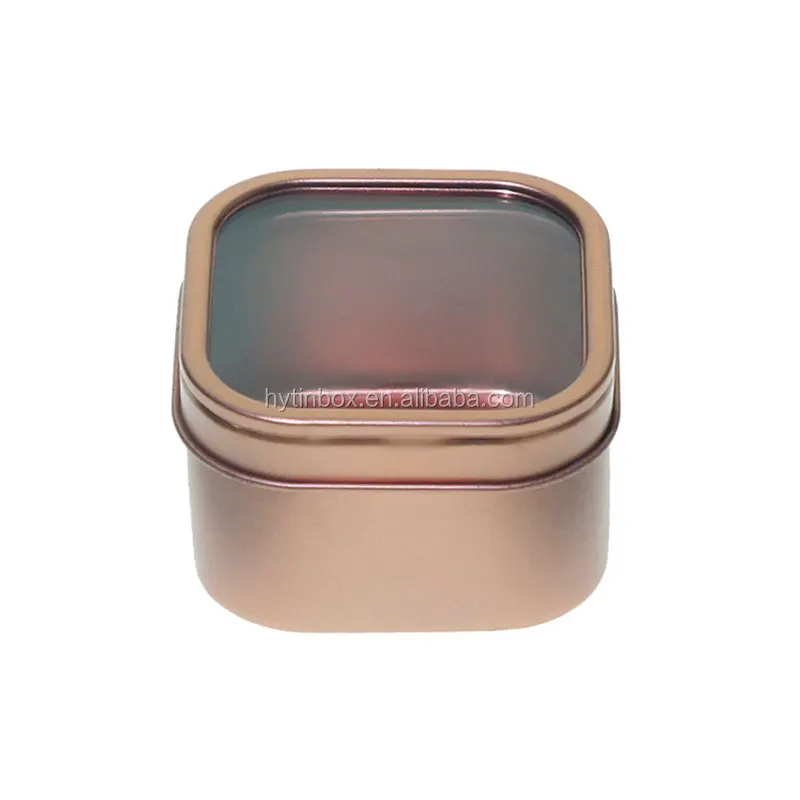 Rose Gold Color 8oz Square Candle Tin Container With Solid And Slip