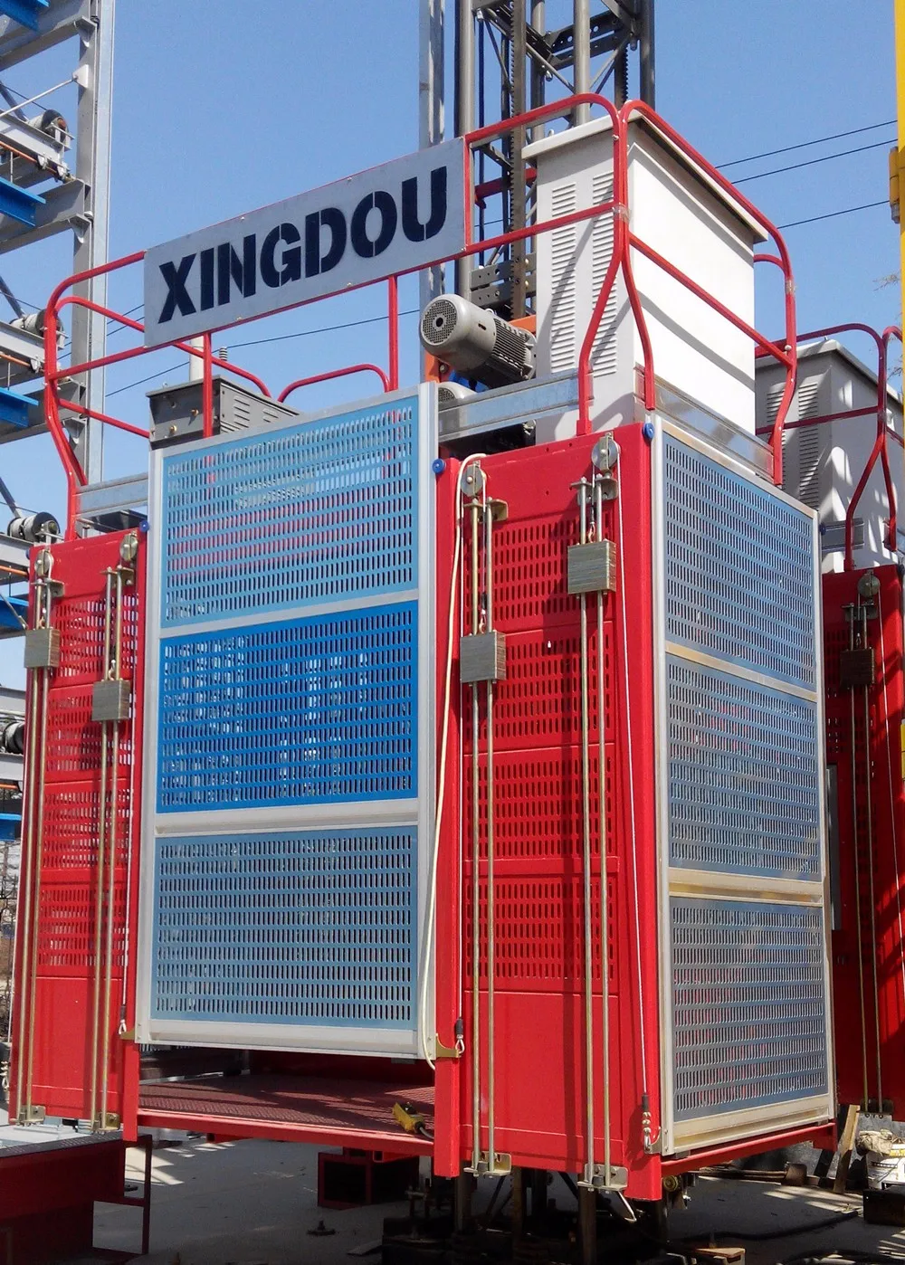 Building Construction Passenger Hoist Construction Elevator Twin Cages ...