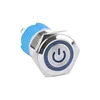 16mm Flat Round Head Ring And Power Logo Illuminated Momentary Metal IP67 Waterproof Push Button Switch