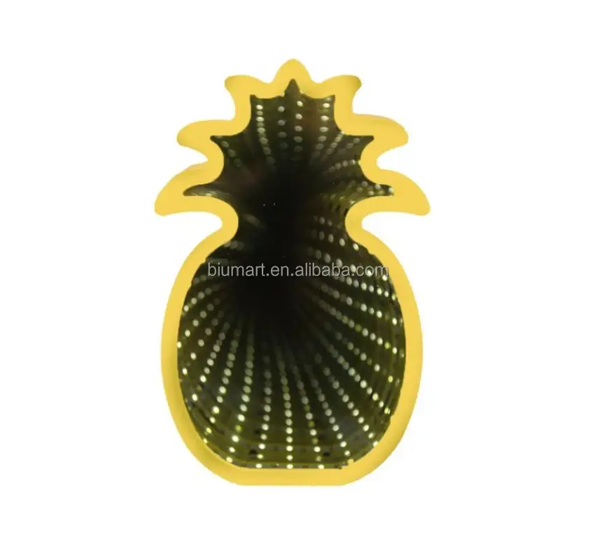 Newest Pineapple Shaped Home Decoration Mirror Tunnel Light Infinity Wall Mirror 3D LED Night Light