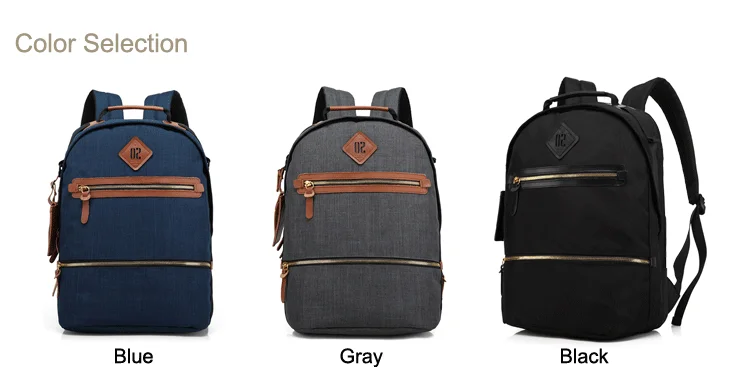 Wholesale quality custom fashion casual oem teenager student school backpack with leather trim