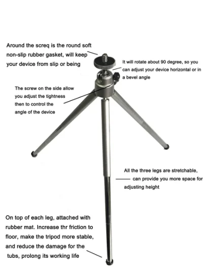 Professional Extendable Desktop Three Section Copper Tube Camera Tripod