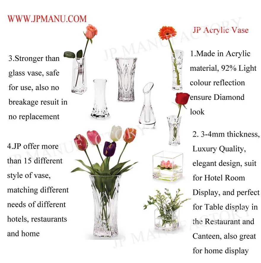 High Quality Restaurant Use Acrylic Transparent Mini Vase For Single
