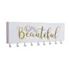 New design Wall Mounted Modern Wooden hook with 9 Metal Hooks