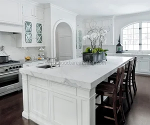 White Marble Kitchen Island 