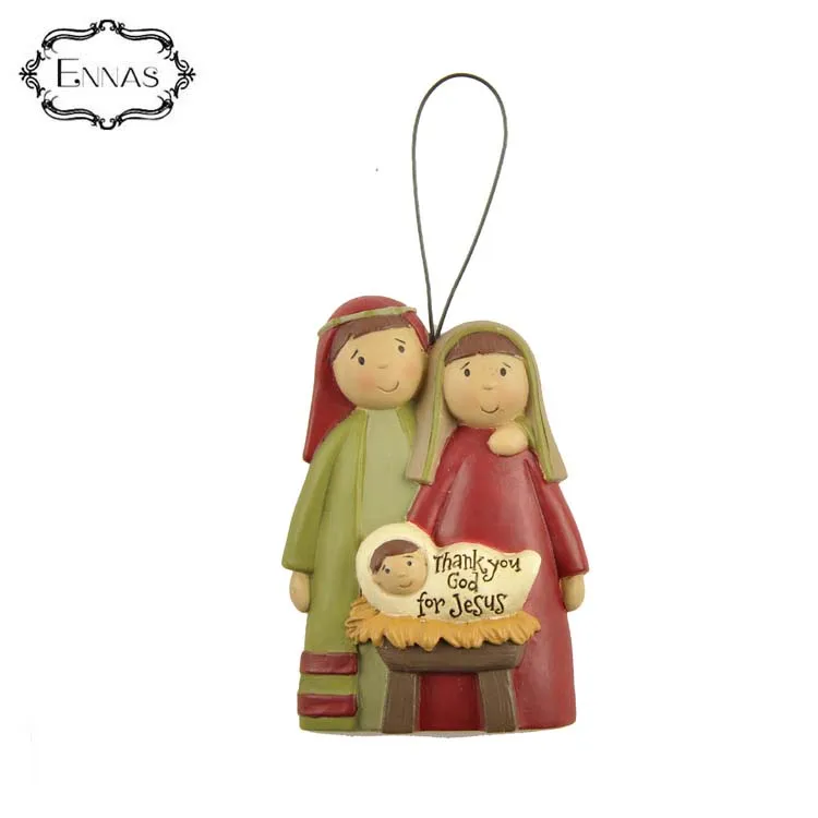 "thank you god for jesus" nativity family ornament lovely knapsack hangings