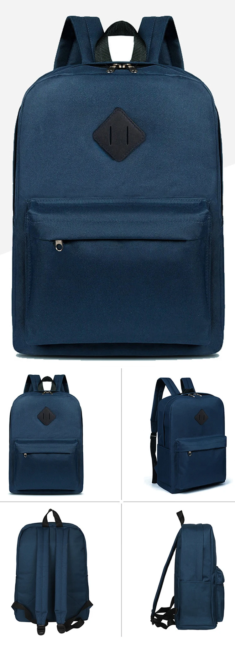 Unisex Adult Classic Water Resistant Plain Mens Black School Backpack