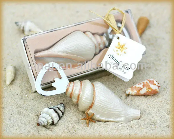 SNWF-C-5034 Shore Memories  Sea Shell Bottle Opener with Thank you Tag