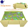 Wooden Railway Train Toys Kids Play Table with Drawer Storage