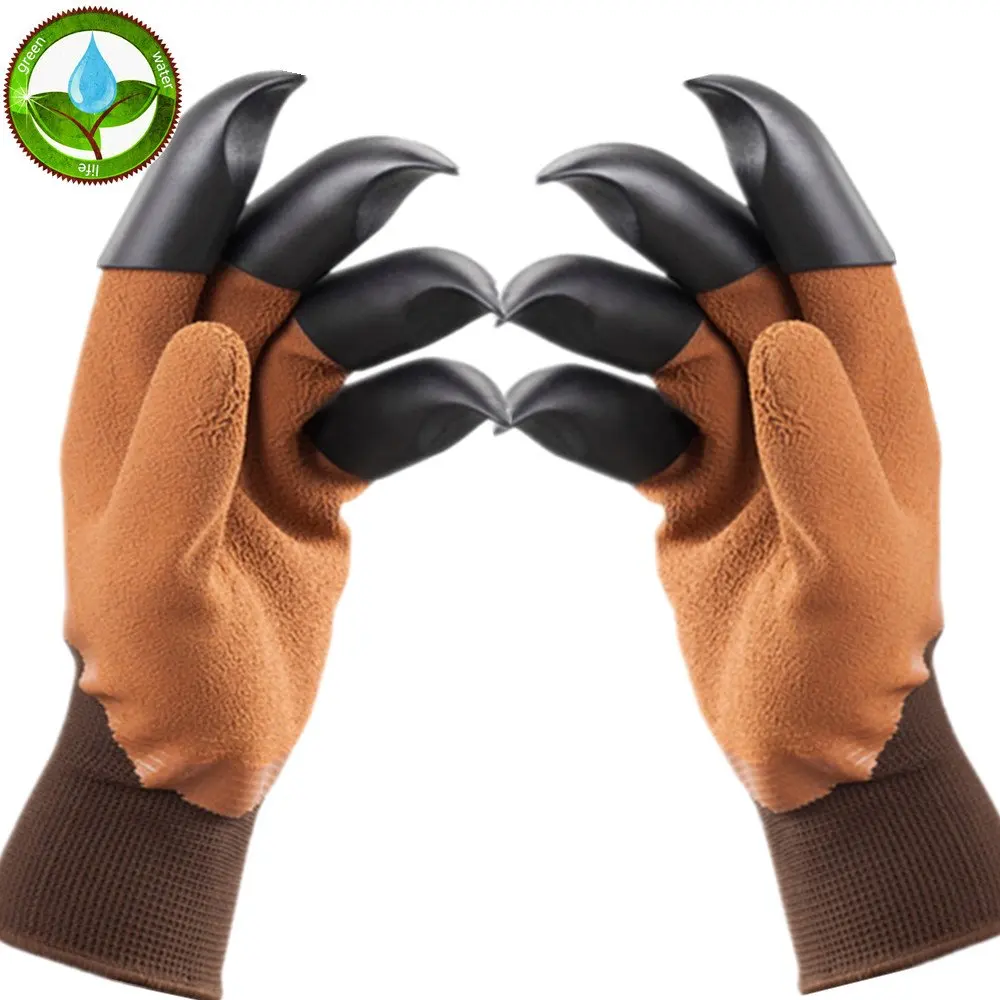 Best Gardening Gifts for Women and Men. Brown Waterproof Garden Gloves with Claw For Digging Planting Garden Genie Gloves