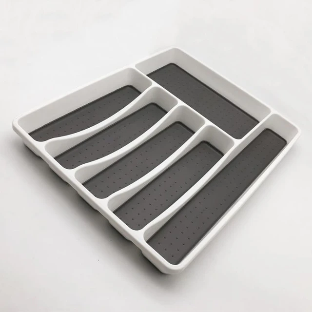 Plastic Nonslip Silicone Cutlery Tray 6 Compartment For Kitchen