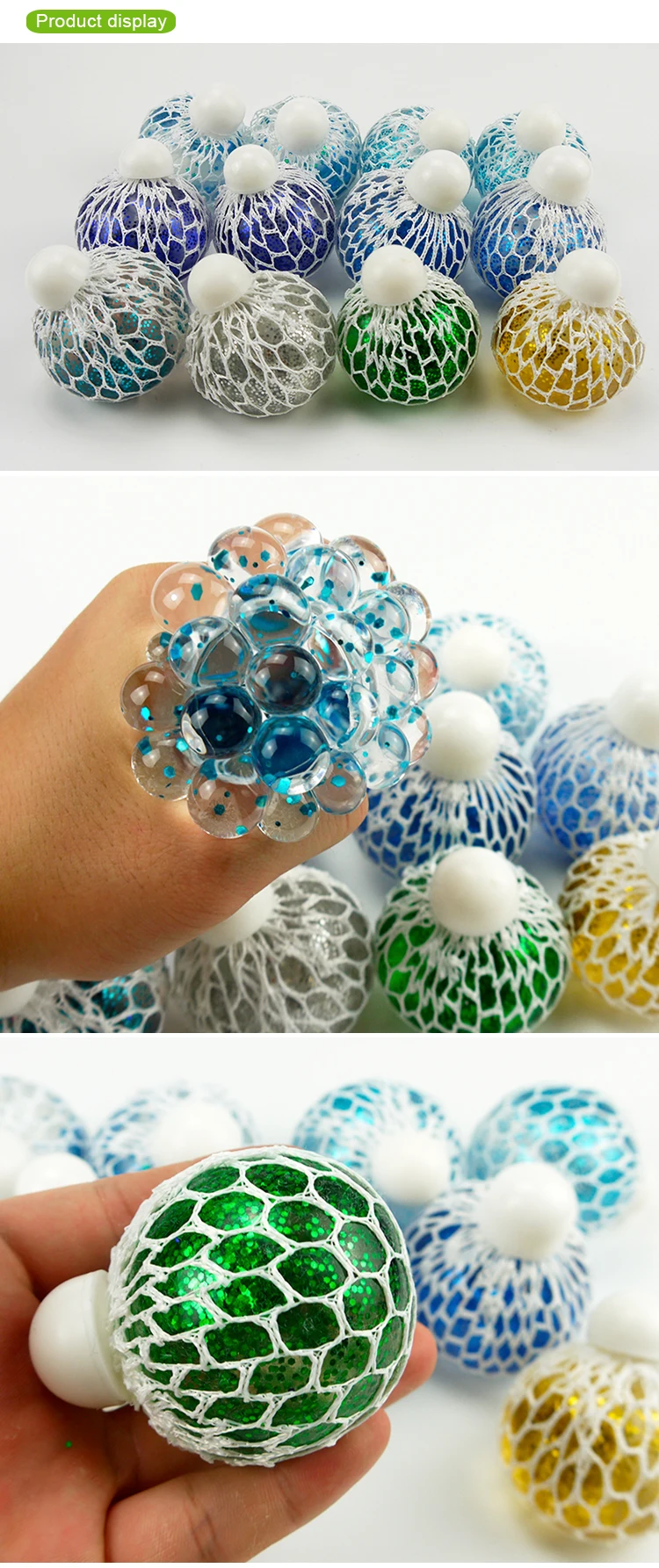 glitter squishy mesh ball