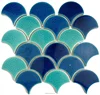 New Product Blues Fish Scale Ceramic Mosaic Tile Honed Swimming Pool Tiles